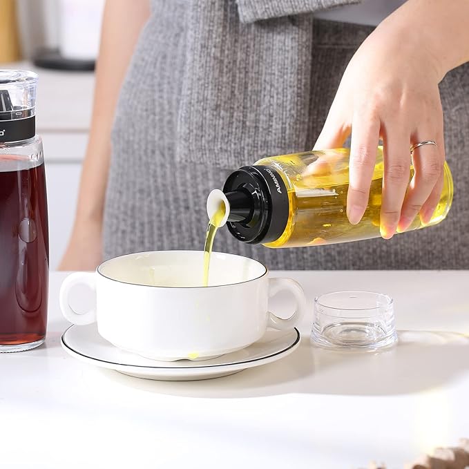 Oil and Vinegar Dispenser 2 Pack, Olive Oil and Vinegar Cruet Dispenser Bottle - Image 5