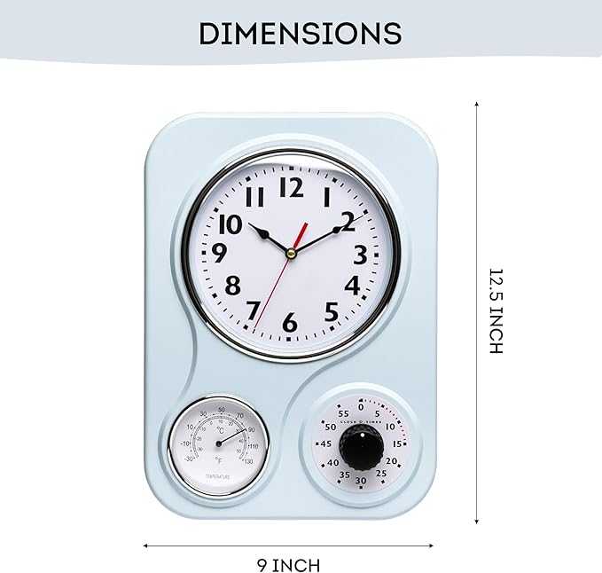 Lily's Home - 9.5 Inch x 12.5 Inch - Retro Kitchen Wall Clock, Vintage Wall - Image 2