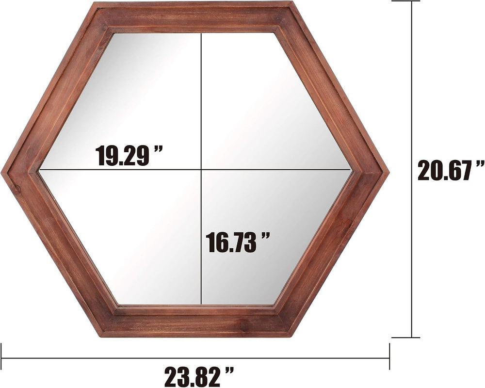 Stonebriar Decorative 24" Hexagon Wall Mirror with Redwood Frame and Att...