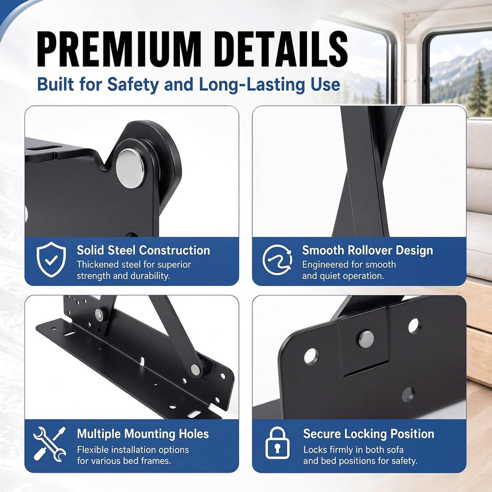 Gisafai 2 Pcs 3" x 33" Rv Rollover Sofa Bed Hinge Mechanism, Metal ...