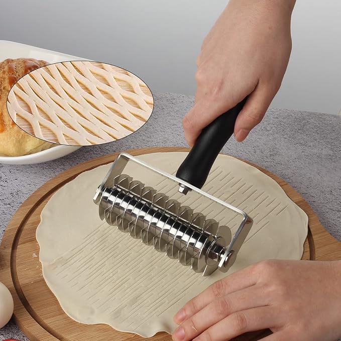 Pastry Lattice Roller Cutter, Stainless Steel Multi-Wheel Dough Cutter - Image 7
