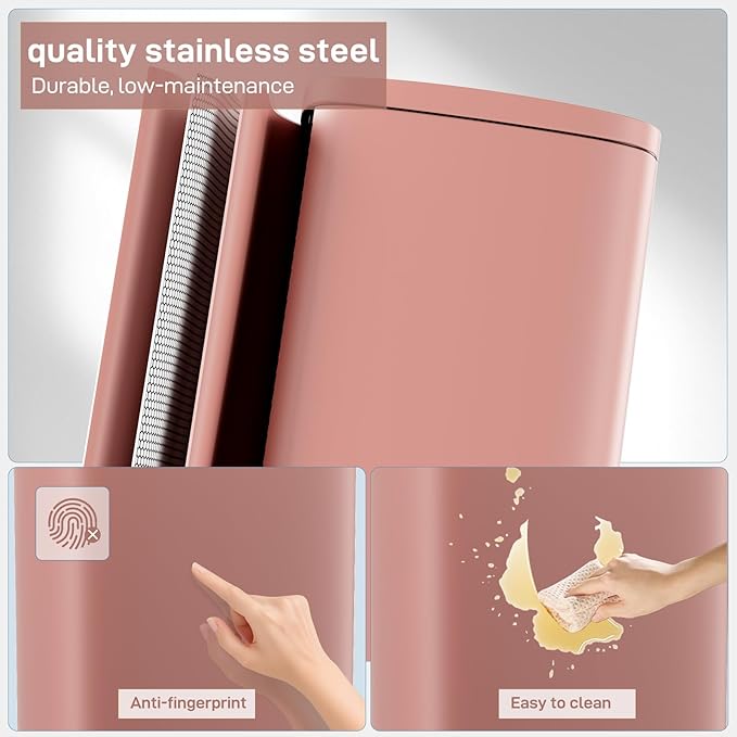 Arlopu 8/13.2 Gallon Step Trash Can, Stainless Steel Garbage Bin, Soft-Close - Image 4