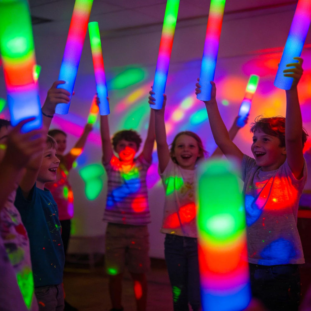 SHQDD 70PCS Foam Light Up Sticks, Glow in the Dark Party Supplies with 3 Colo...