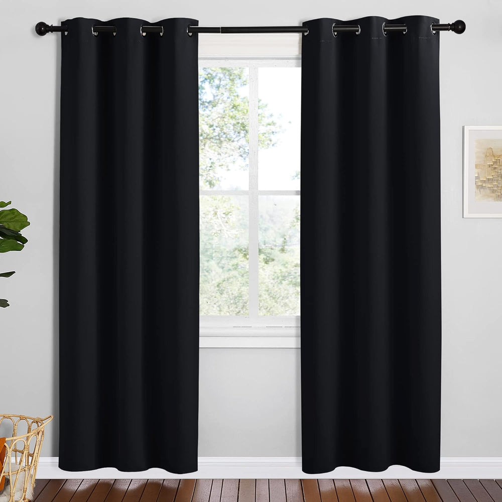 NICETOWN Bathroom Blackout Thermal Curtains, 2 Panels, 42 x 78-inch, Black