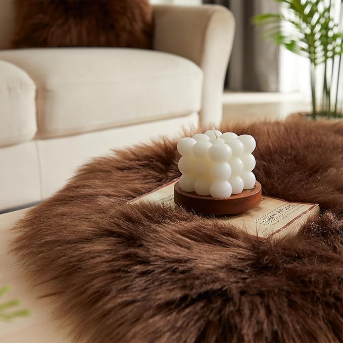 EasyJoy Ultra Soft Fluffy Shaggy Area Rug Faux Fur Rug Chair Cover Seat Pad - Image 4