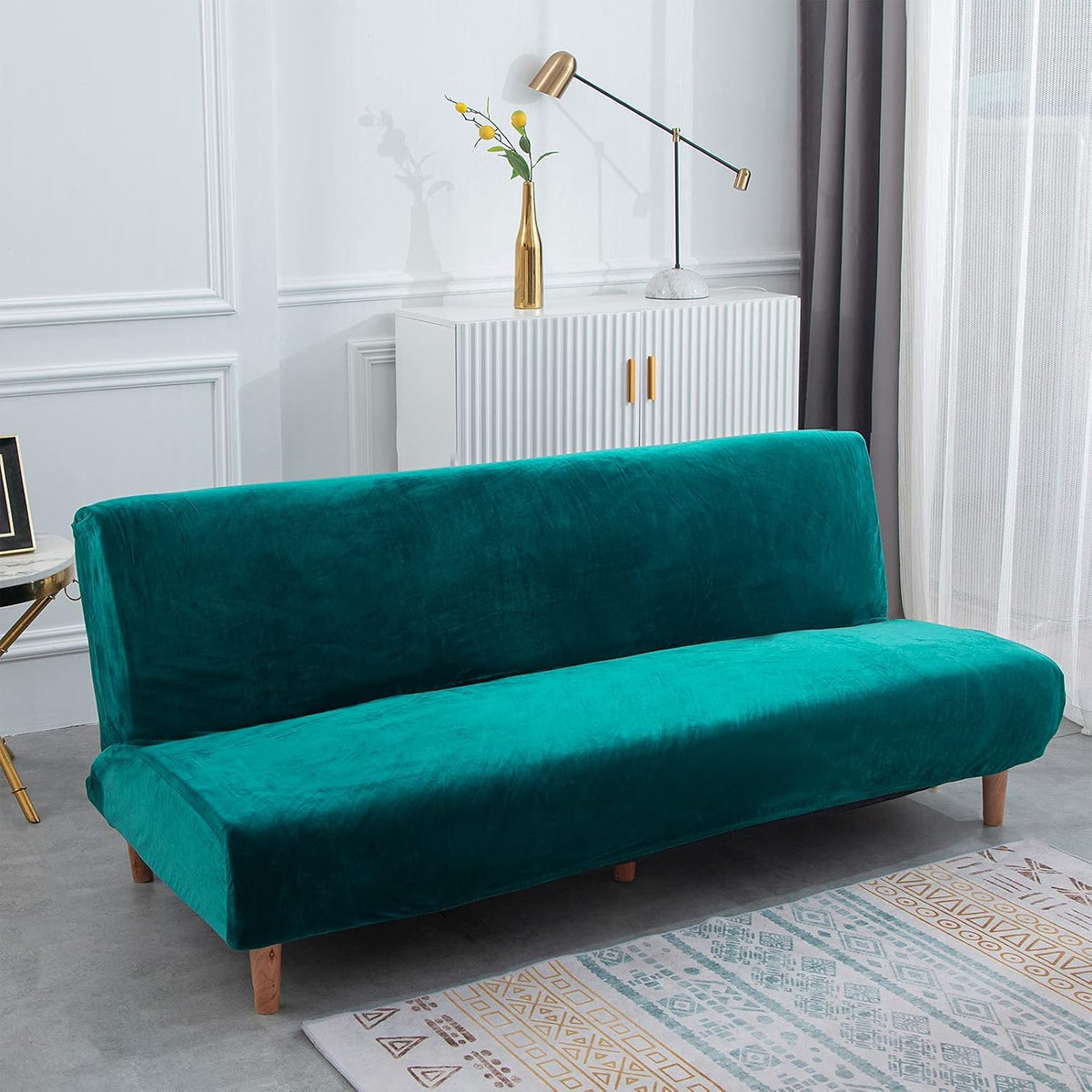 mifxin armless futon cover sofa bed slipcover velvet shown in use