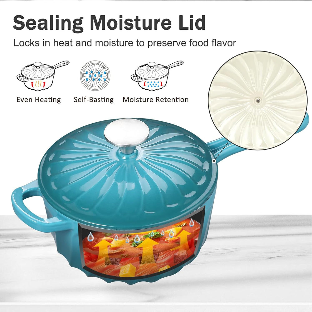 Enameled Cast Iron Sauce Pan with Lid, 1 Quart Saucepan with Lid