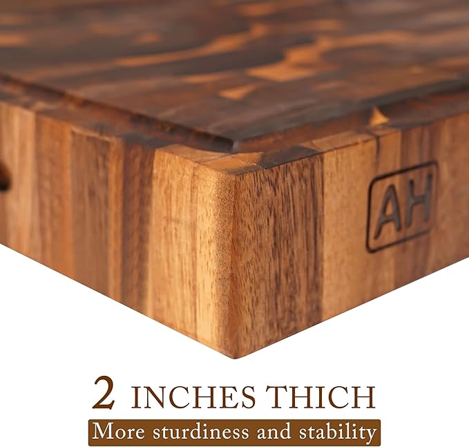 AZRHOM Extra Large Thick Walnut Wood End Grain Cutting Board 24x18x2 In - Image 8