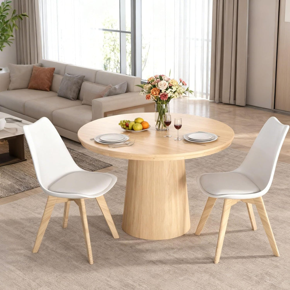 Dining Chairs Set of 8, Modern Leather Kitchen Chairs with Wood Legs