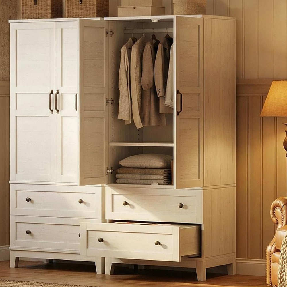 IDEALHOUSE Armoire Wardrobe Closet with 2 Drawers, 72" Tall Wooden Cloth...