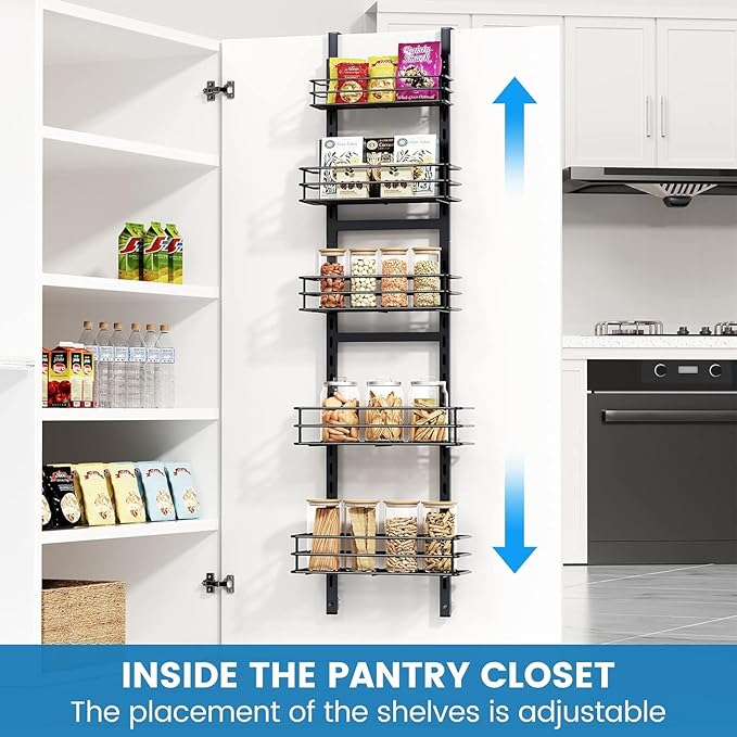 5-Tier Over the Door Pantry Organizer, Cabinet Door Organizer, Kitchen Pantry - Image 4