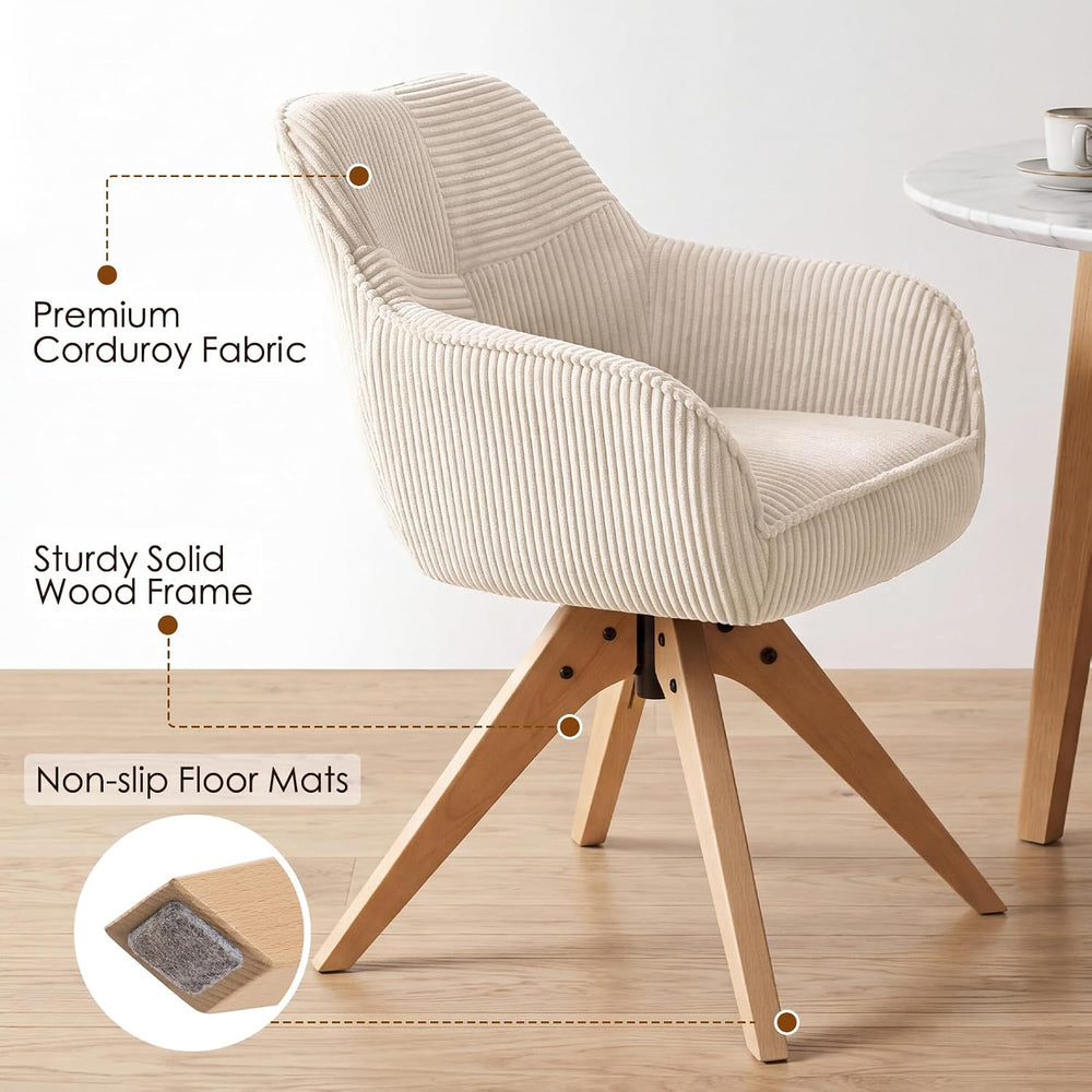 Furniliving Swivel Dining Chairs Set of 2, Mid Century Modern Corduroy Swivel...