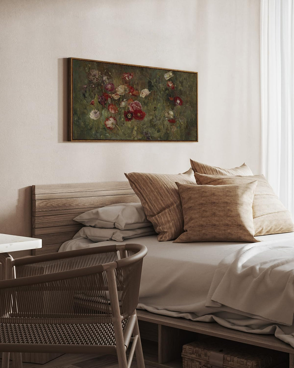 InSimSea Extra Large Framed Vintage Wall Art, Rustic Floral,40x20in