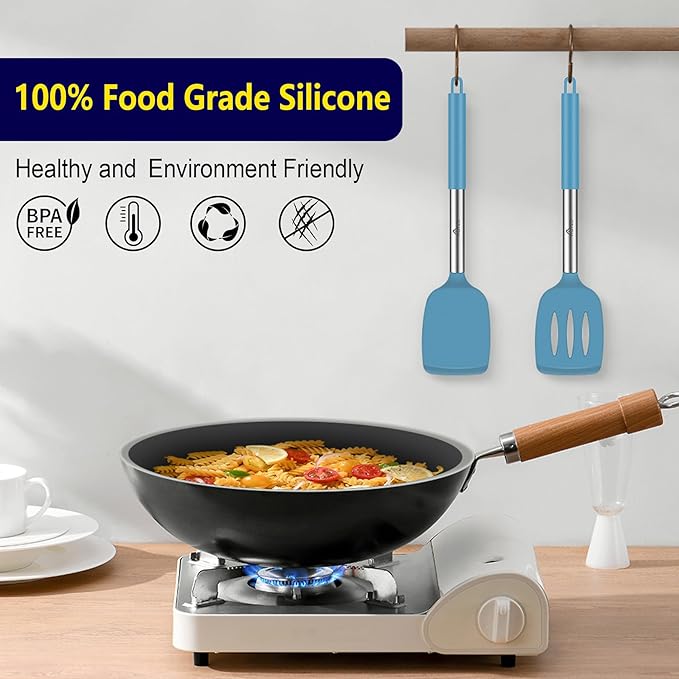 HOTEC Silicone Spatula Set of 2 Heat-Resistant 600°F & BPA-Free Kitchen - Image 7
