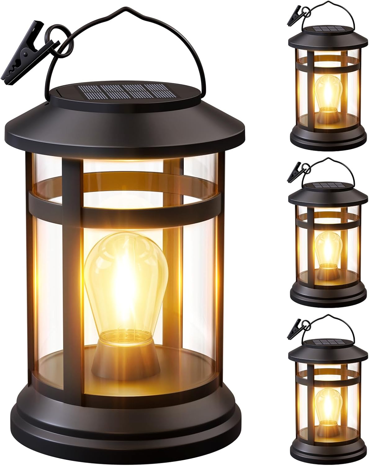 Solar Lanterns Outdoor Waterproof: 4 Pack Hanging Solar Lights for Patio