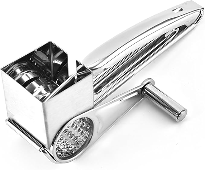 Handheld Cheese Grater Shredder, Stainless Steel | Effortless Hand Crank Rotary by Unknown