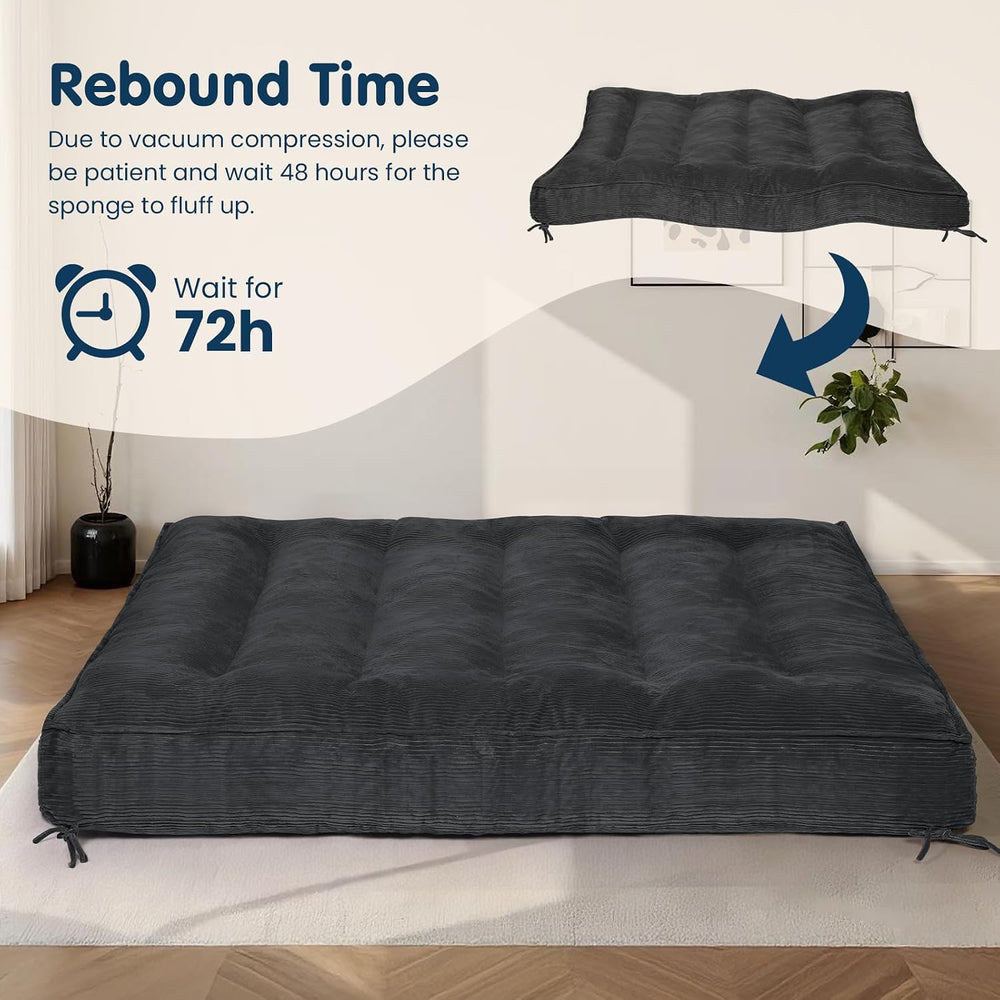 8 Inch Futon Mattress Queen Size, Futon Floor Sofa Bed Foldable with Soft Cor...
