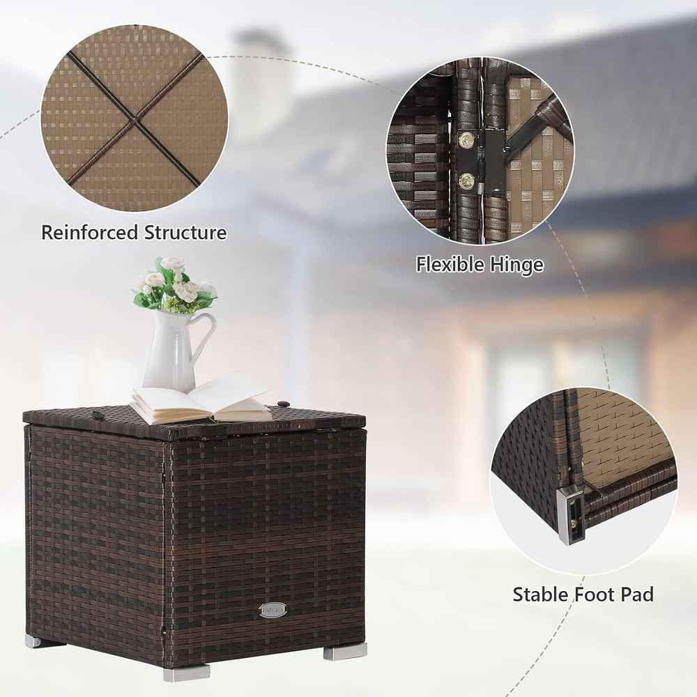 ORALNER 16" Outdoor Ottoman, Set of 2 Wicker Ottoman with Storage, All-W...
