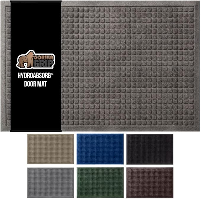 GORILLA GRIP® Ultra Absorbent Front Door Mat Outside Entrance, Traps Dirt and by GorillaGrip