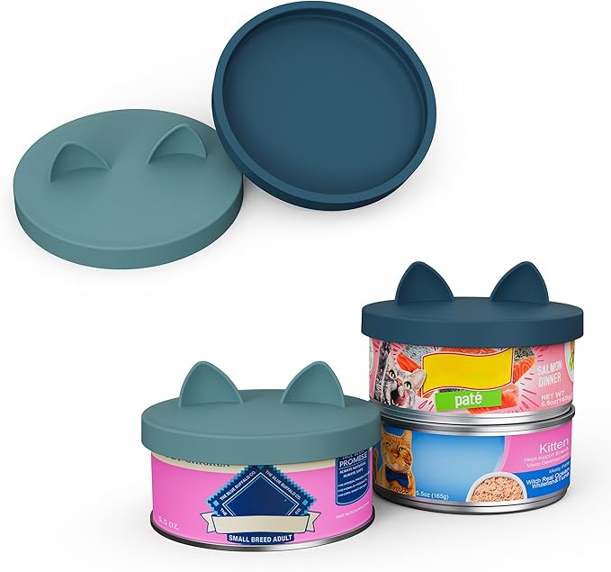 OHMO 2 Pack Pet Food Can Lids, Silicone Pet Food Can Lids Covers by OHMO