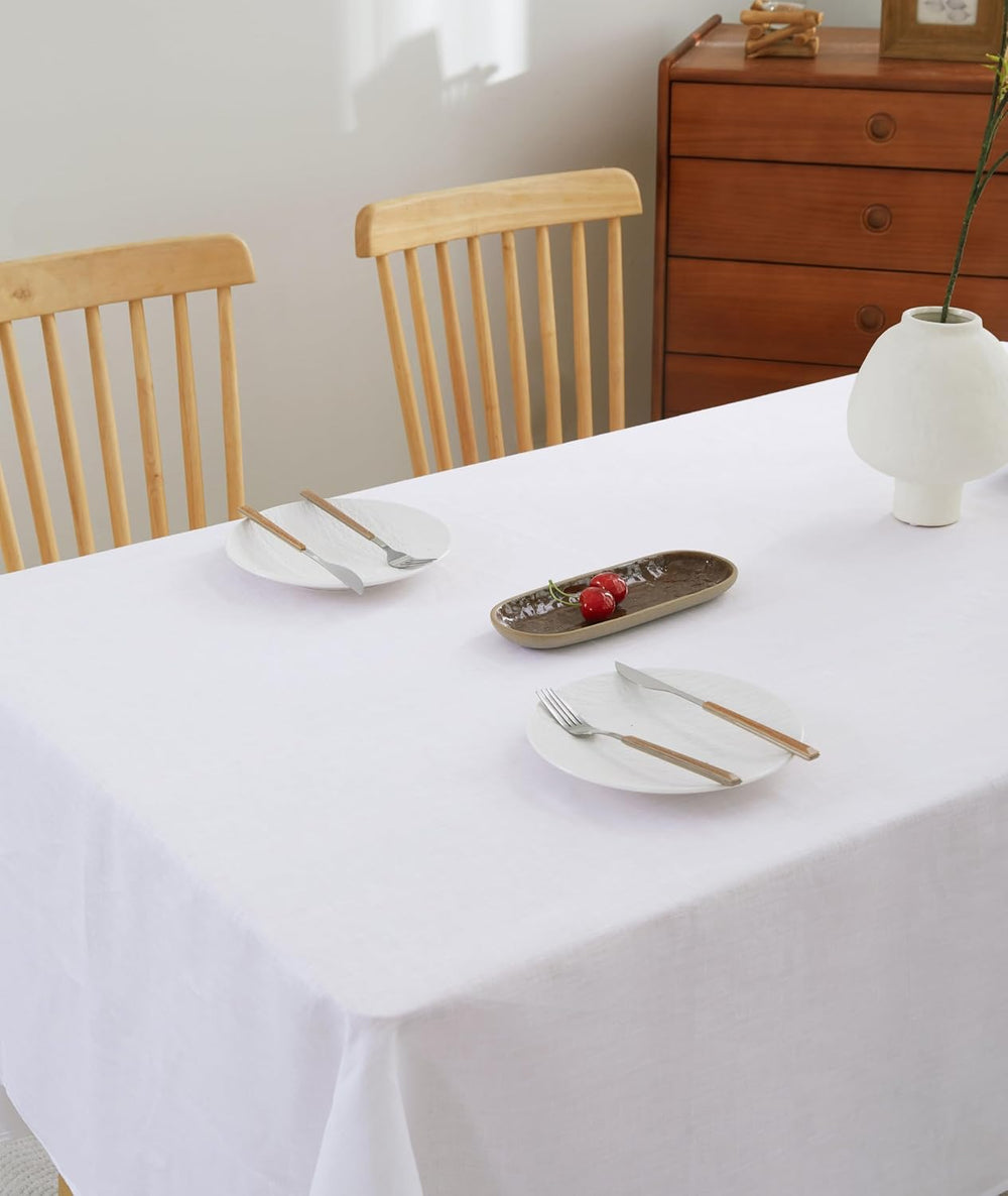 100% French Flax Linen Tablecloths Rectangle 132Lx60W Inch for Dinners, Parti...