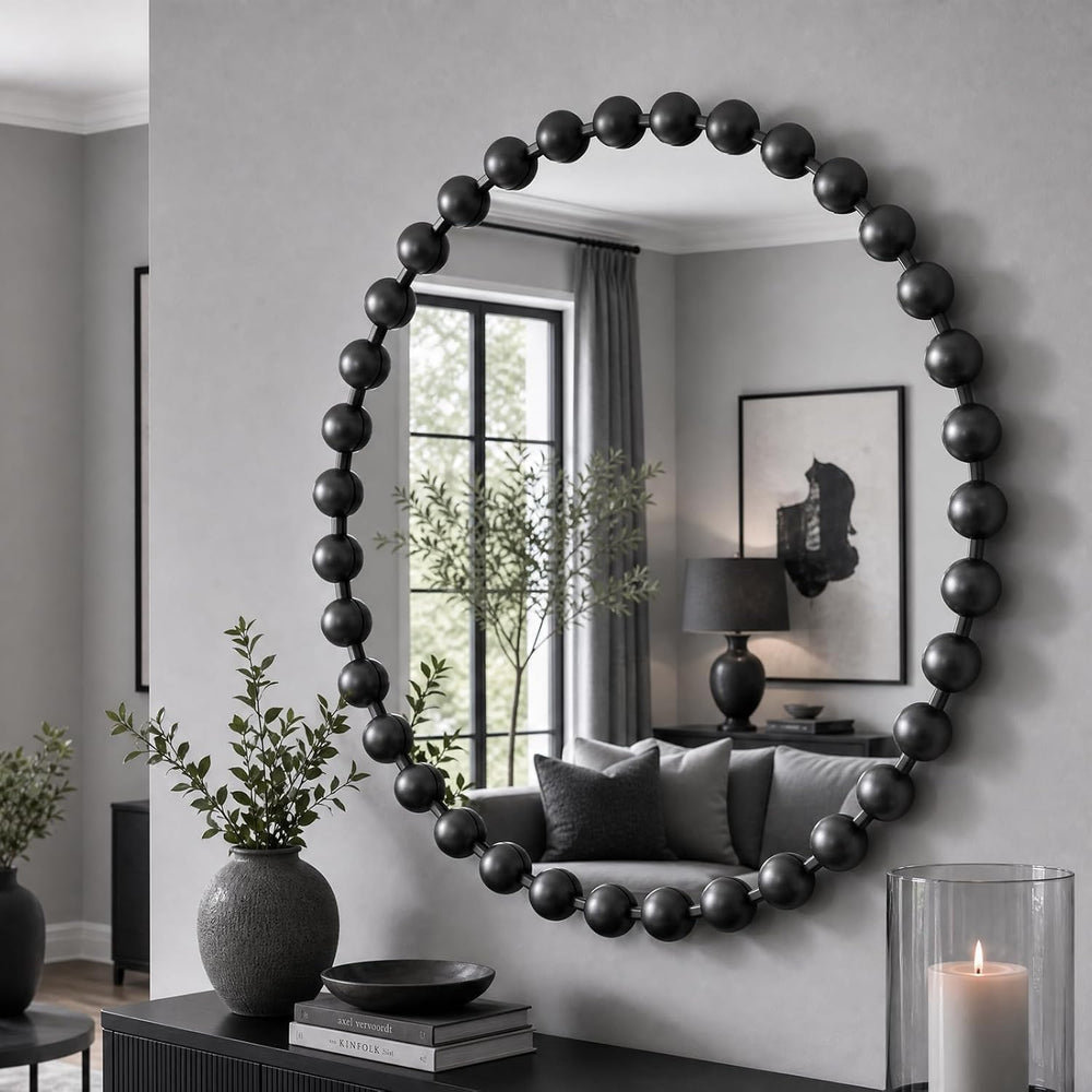 Madison Park 36 inch Black Round Mirror, Round Mirrors for Wall Decor, Metal ...