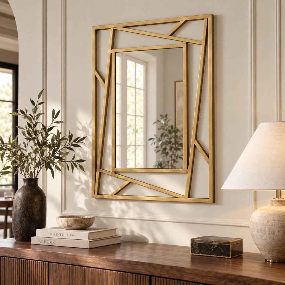 Brushed Gold Bathroom Mirror, 19.7''X27.6'' Rectangular Wall ...