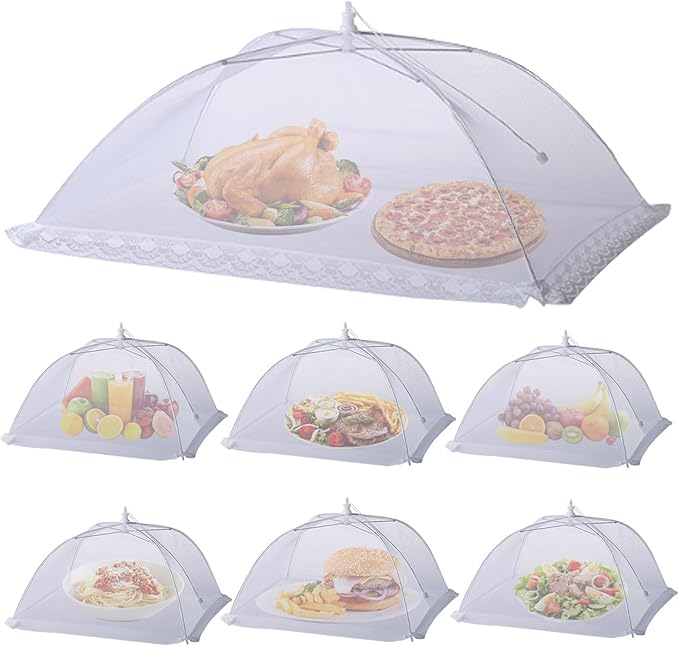 7 Pack Food Covers for Outside Mesh, Food Nets for Outdoors Large Food Covers by TEMOGU