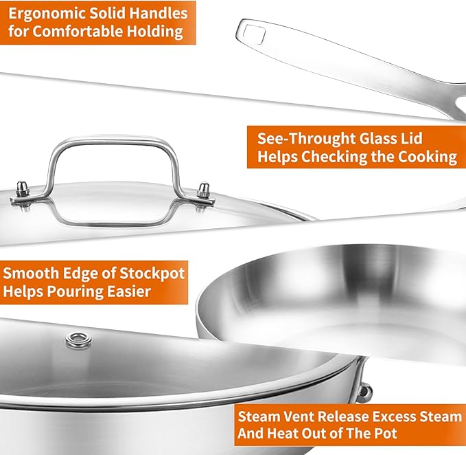 DELARLO Tri-ply Stainless Steel Frying Pan Set - Image 3