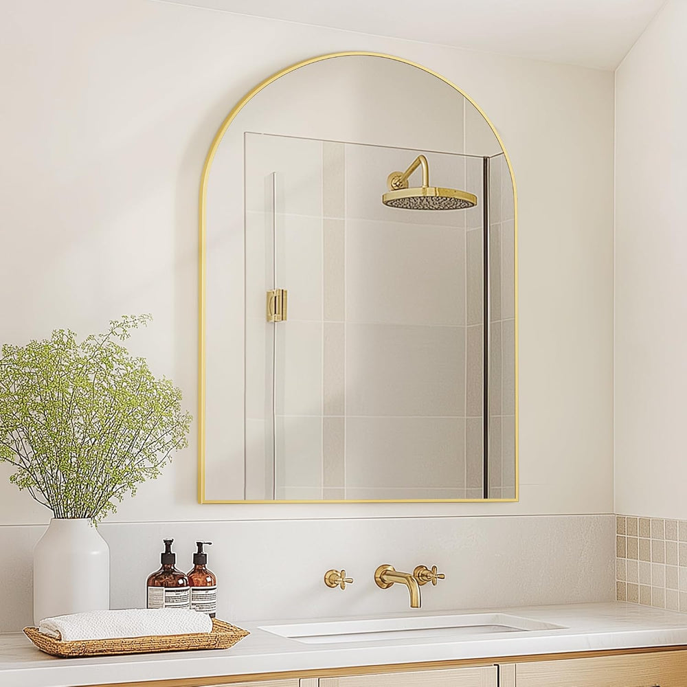 Arched Bathroom Mirror for Wall, 36" x 24" Metal Frame Vanity Mirro...