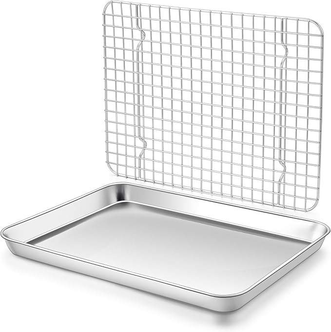 Homikit Baking Sheet with Wire Rack Set, Metal Bacon Cookie Trays Nonstick by Homikit