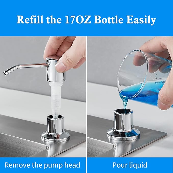 Built in Soap Dispenser for Kitchen Sink, Chrome Stainless Steel Countertop - Image 4