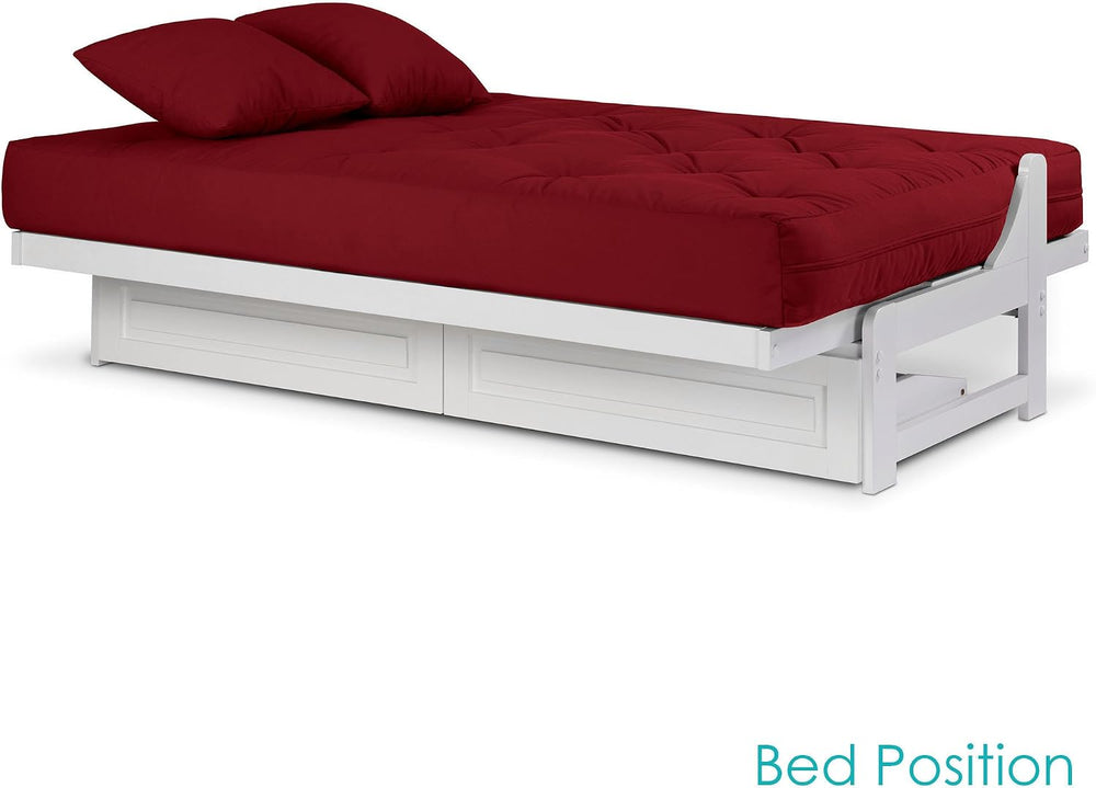 Nirvana Futons Arden Armless White Wood Futon with Bottom Drawers (Frame Only...