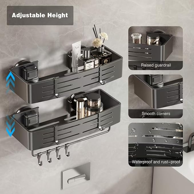 Voldra Adhesive Shower Caddy, 2 Pack Shower Shelves - Image 2