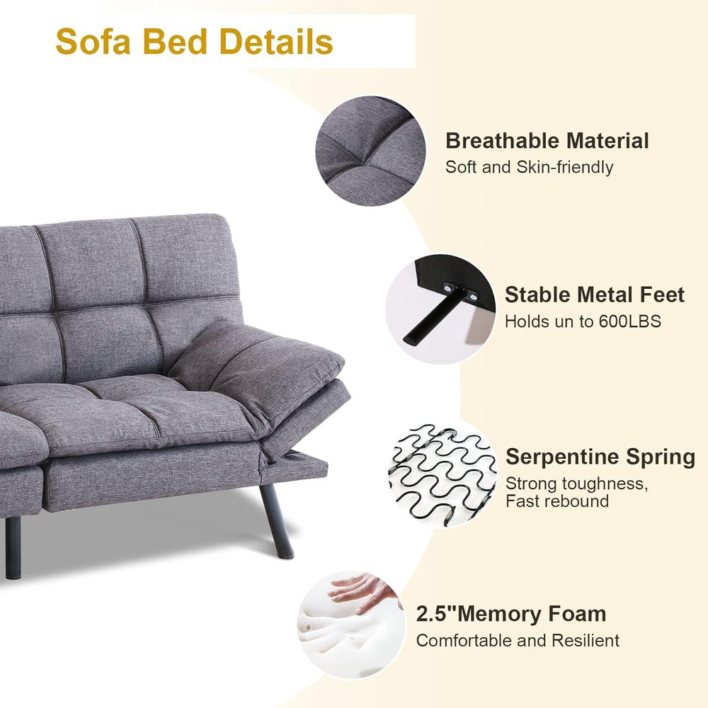 MUUEGM Futon Sofa Bed, Convertible Sofa Sleeper for Compact Space,Apartment, ...