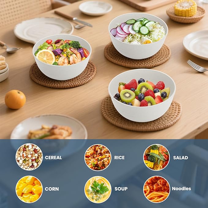 Wheat Straw Bowl 26oz, Cereal Bowls Sets of 6, Unbreakable Soup & Salad Bowl - Image 7