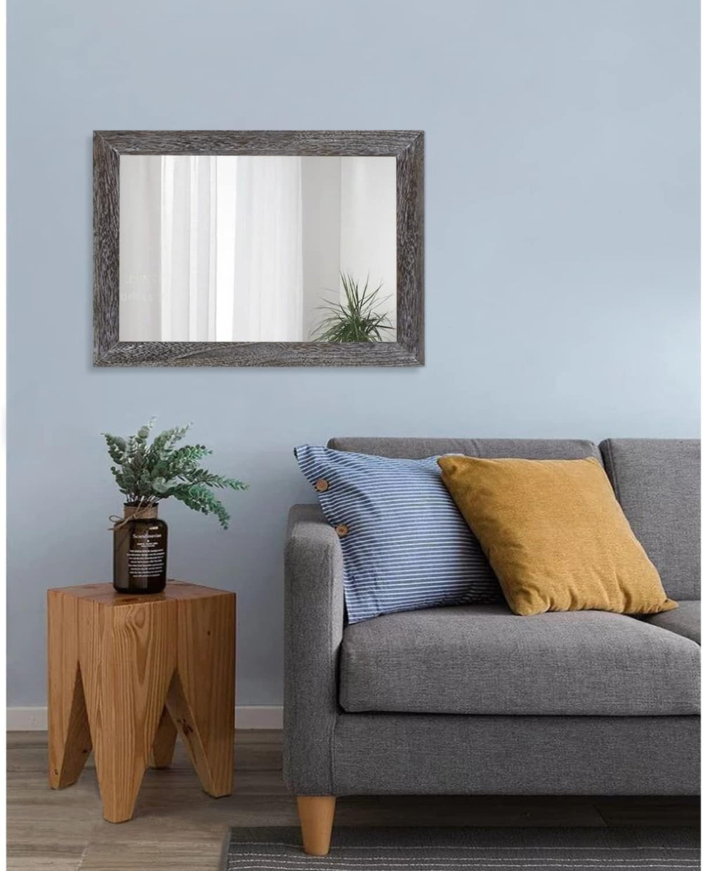 AAZZKANG Wall Mirror with Rectangle Wood Frame Large 20"x16" Rustic...