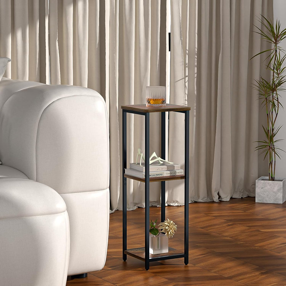 10" Wide Square Drink Table with Adjustable Feet - 3-Tier Small Side Tab...