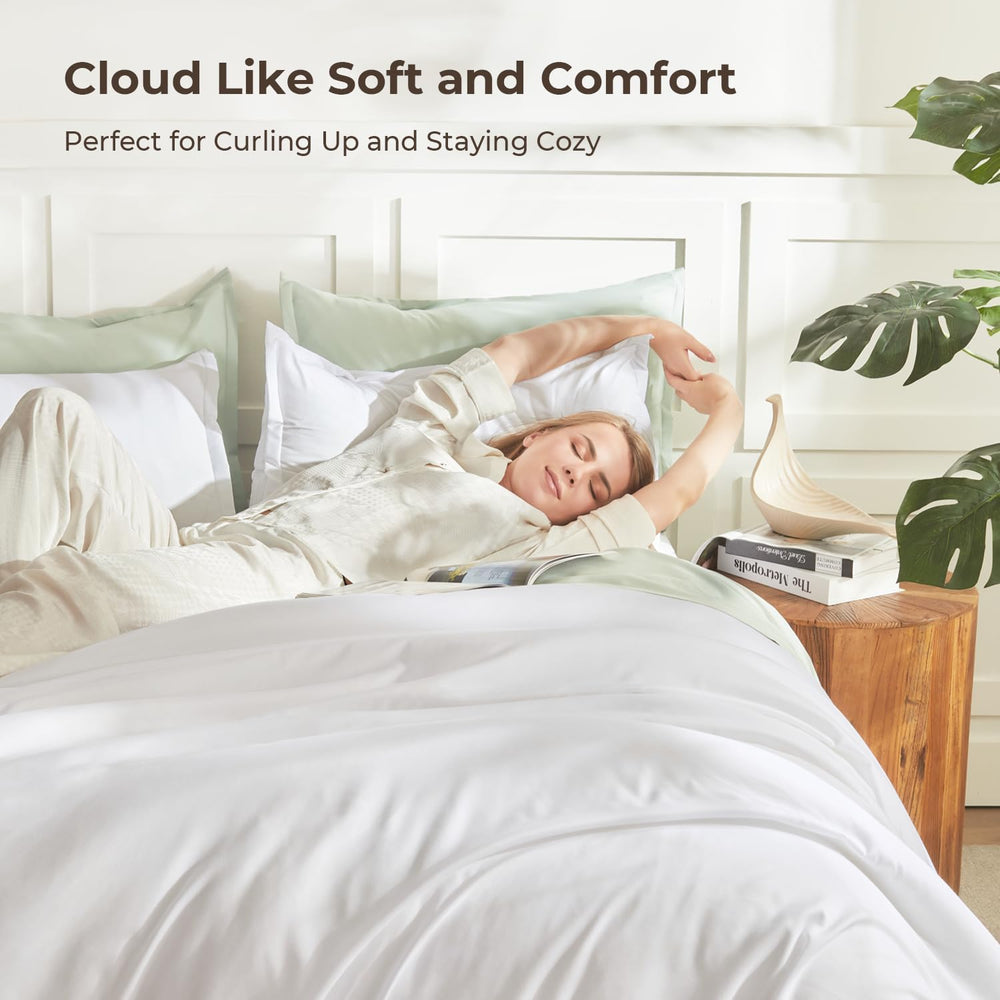 Litanika Queen Comforter Set White, 3 Pieces Lightweight Solid Bed Set
