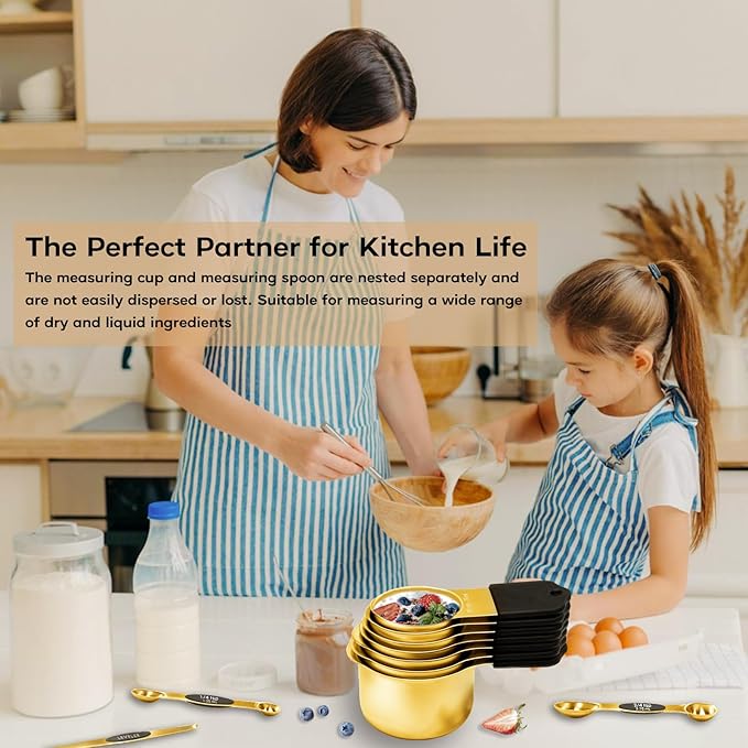 Magnetic Measuring Cups and Spoons Set, Including 7 Stainless Steel Nesting