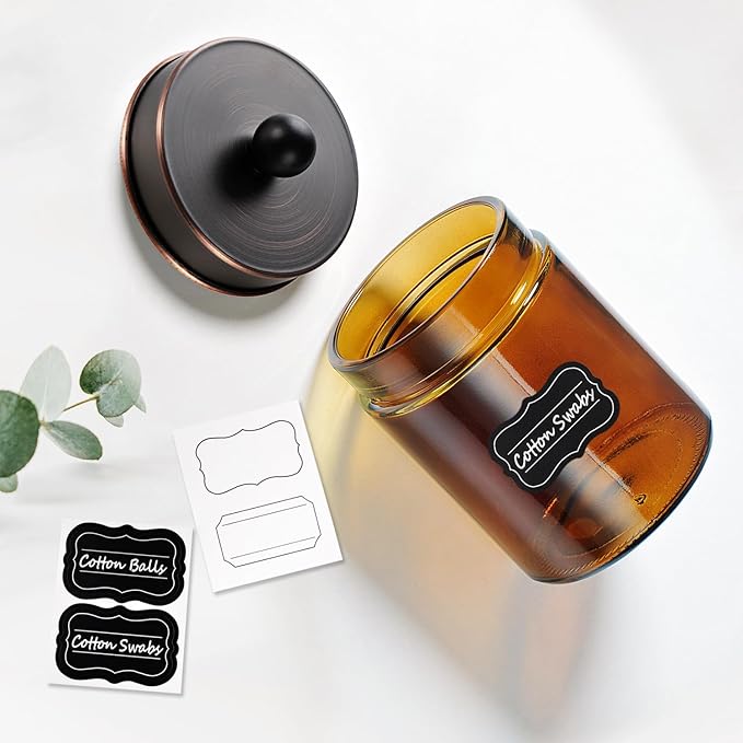 Amolliar Amber Glass Qtip Holder, Apothecary Jars - Image 4