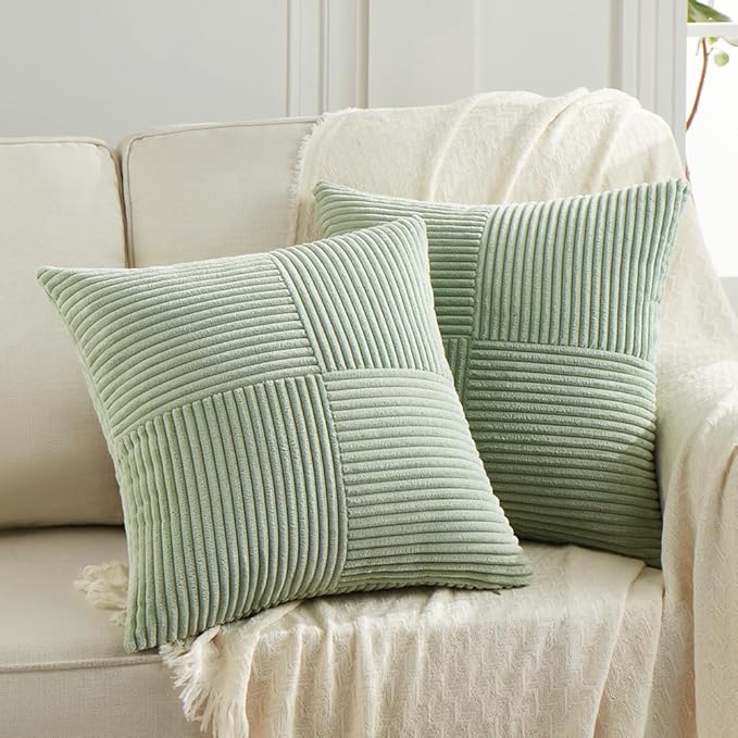 Fancy Homi 2 Packs Sage Green Decorative Throw Pillow Covers 20x20 Inch by Fancy+Homi