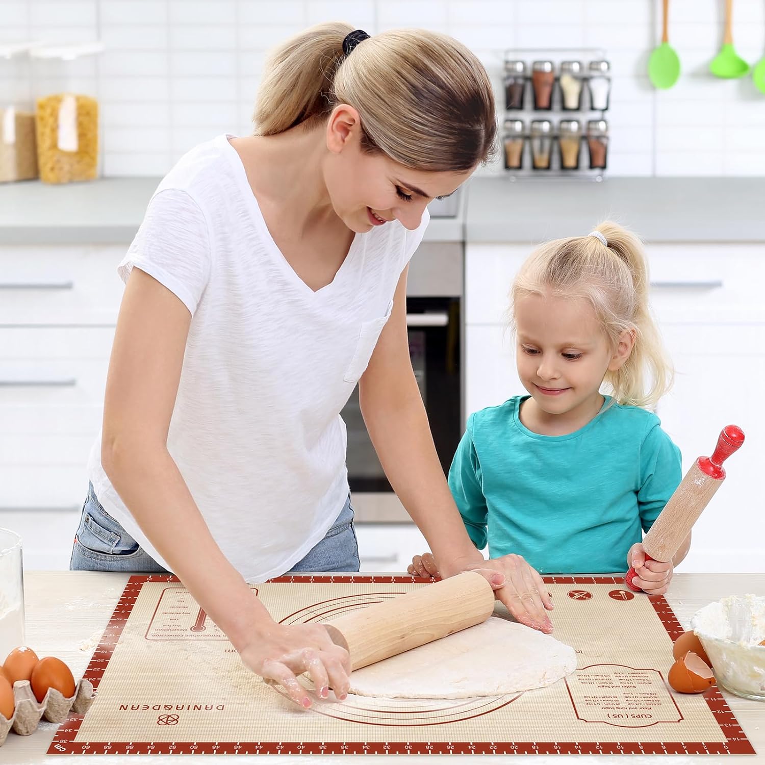 DANIA & DEAN 26"x16" Extra Thick Silicone Baking Mat for Pastry and Bread | Non-Slip & Non-Stick Mat with Measurements, for Pizza, Pie Crust, Dough Rolling, Pasta & Sourdough, Reusable Counter Sheet