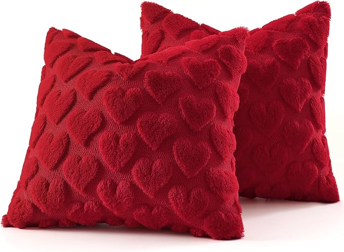 decorUhome Valentine’s Day Soft Plush Throw Pillow Covers 18x18 Inch Set of 2 - Image 5