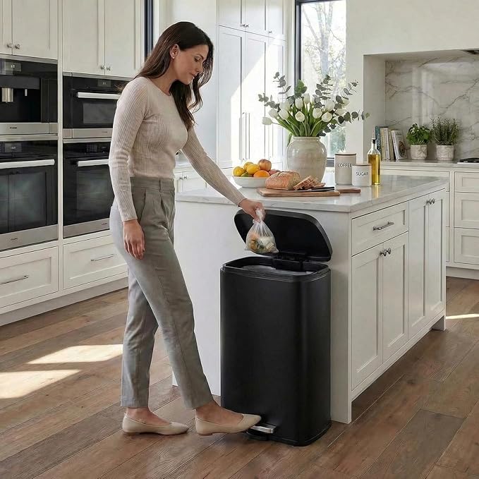 13.2 Gal Kitchen Trash Can, 50L Recycling or Garbage Bin, Brushed Stainless - Image 9