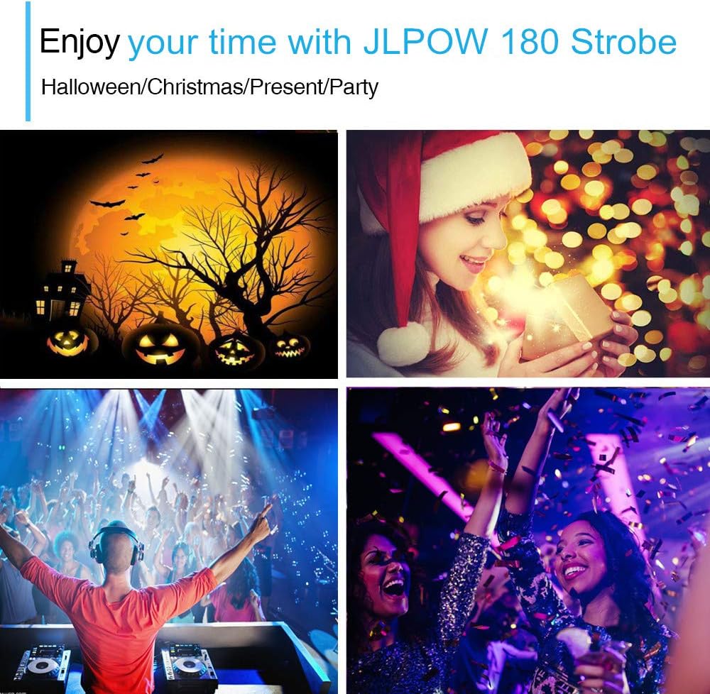 Halloween Strobe Light, JLPOW Ultra Bright RGB LED Strobe Lights (Metal Case)...