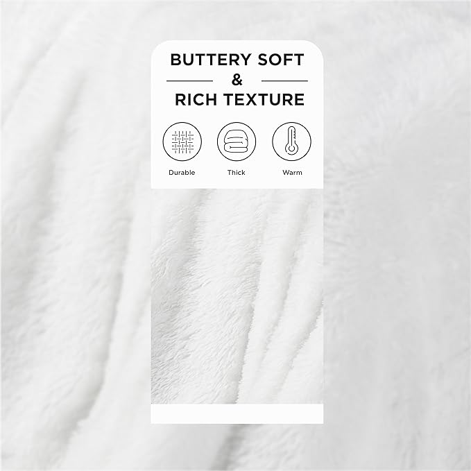 Bedsure GentleSoft Fluffy White Blankets Queen Size - Image 2