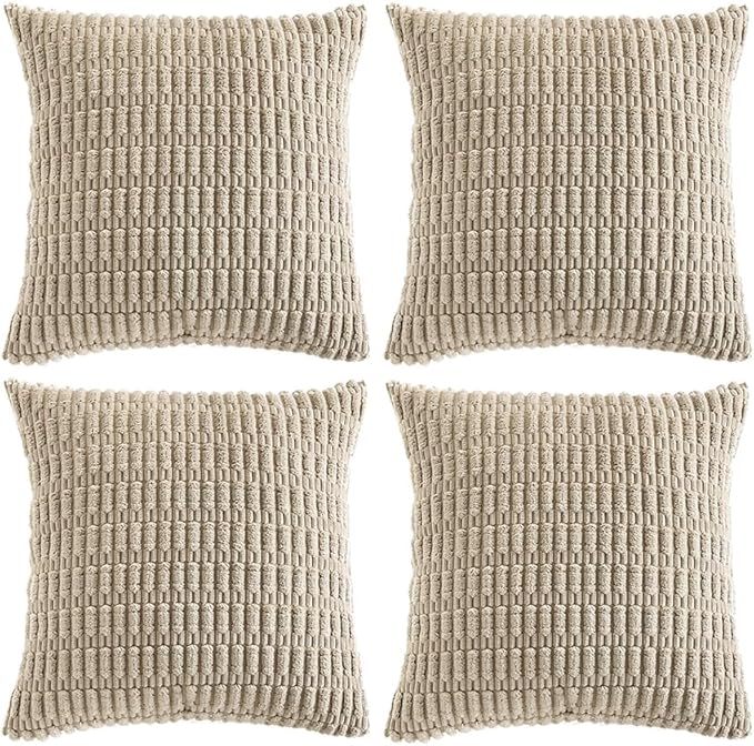 Fancy Homi 4 Packs Taupe Decorative Throw Pillow Covers 22x22 Inch by Fancy+Homi