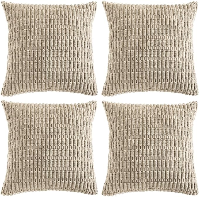 Fancy Homi 4 Packs Taupe Decorative Throw Pillow Covers 24x24 Inch by Fancy+Homi