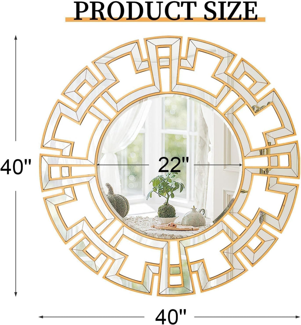 Chende Large Round Mirror, 40'' Modern Living Room Mirrorr with Bevel...